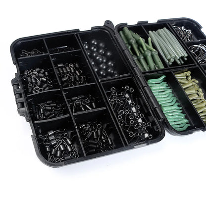 420Pcs/Box Carp Fishing Tackle Kit Including Boilie Bait Screw Accessories Swivels Hooks Anti Tangle Sleeves Hook Stop Beads