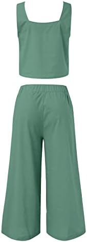 Two-Piece Linen Pants Jumpsuit Set for Women Summer Beach Vacation Trend