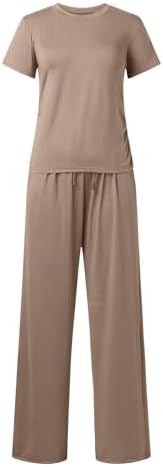 Cotton Jersey Tee Straight Leg Pants Set for Women