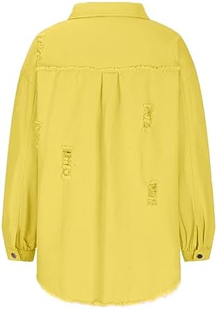 JOAU Womens Winter Ripped Denim Jacket