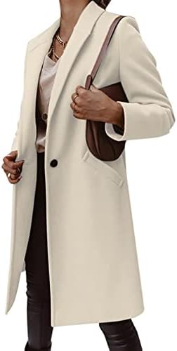 Womens Lapels Collars Wool Pea Coats Mid-Long Over Coats Wind-Resistant Stylish