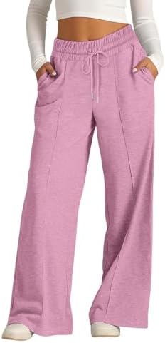 Fashionable Wide Leg Sweatpants for Women - High Waisted with Pockets