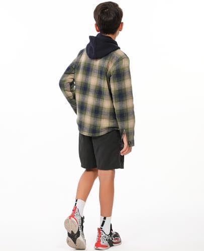 ZENTHACE Kids Sherpa-lined Flannel Shacket Jacket Cozy Warm
