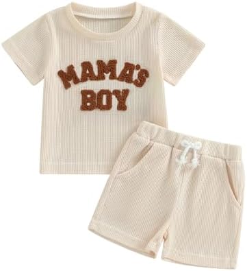 Premium Toddler Boys Waffle Knit Shorts Set