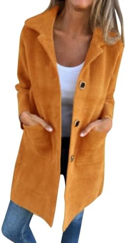 Versatile Womens Long Blazer Pocket HDC - 2024 Fall Outerwear with Lapel and Pockets