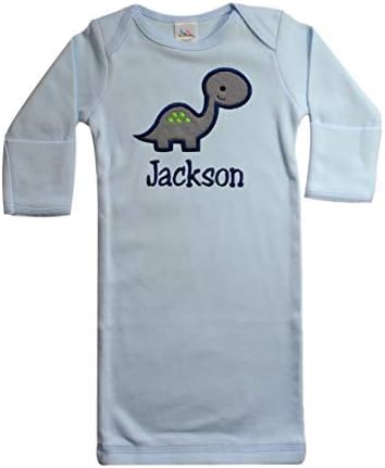 Personalized Embroidered Baby Boy Dinosaur Newborn Gown - Your Custom Name