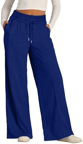 High-Waisted Wide-Leg Basketball Trendy Comfy Casual Womens Athletic Sweatpants with Drawstring