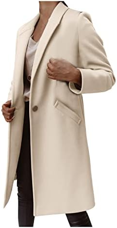 Womens Lapels Collars Wool Pea Coats Mid-Long Over Coats Wind-Resistant Stylish