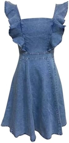 Chambray Ruffle Sleeve Bodycon Dress