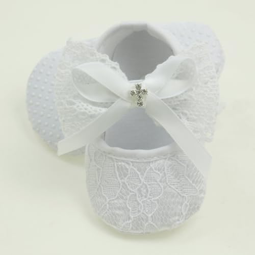 Nihao Baby Girls Baptism Christening White Shoes Headband Set