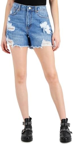 Strawberry Elder Juniors Ripped Denim Boyfriend Shorts