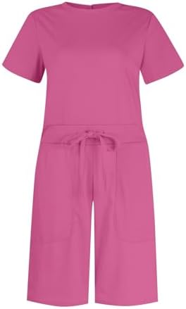 Sfascumop Womens 2025 Summer Crewneck Short Jumpsuit Romper