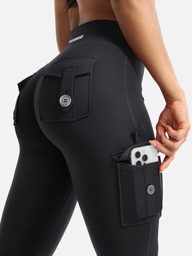 Womens workout flares with hidden pockets and no front seam
