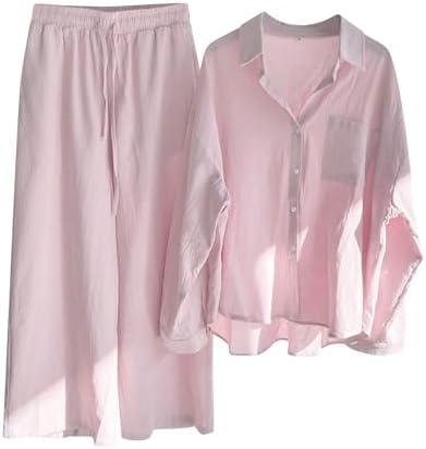 Stylish 2-Piece Button Down Linen Set for Women