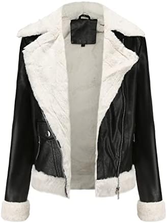 Trendy Faux Leather Jacket - Motor Coats for Women