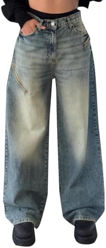 FZVYD Stylish High-Rise Wide-Legwide-Wide-Wide Jean for Women