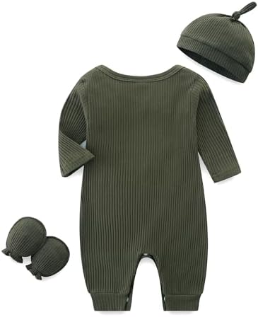 Baby Romper Set with Mitten and Hat
