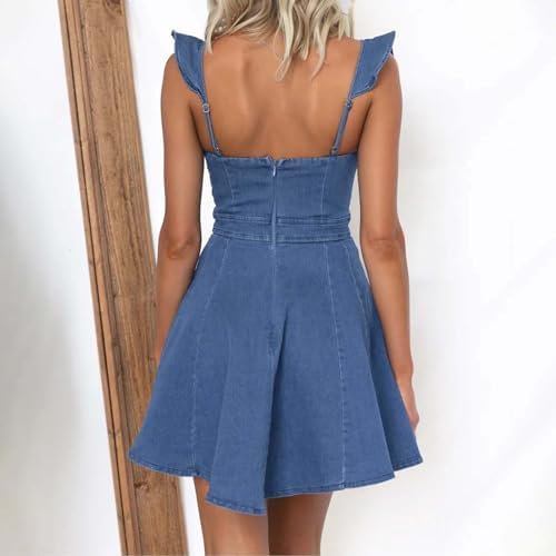 Chambray Ruffle Sleeve Bodycon Dress