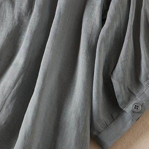 Womens Cotton Short Sleeve Linen Shirt - Casual Fit