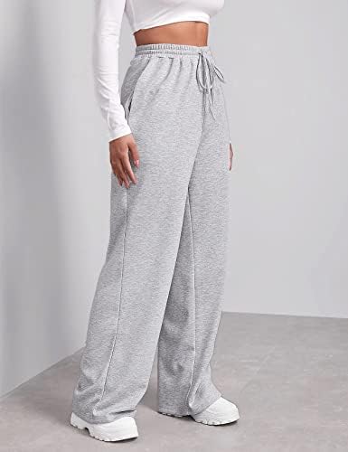 Wide Leg sweatpants for women Elastic High Waist Slimming Fit Pocket Design