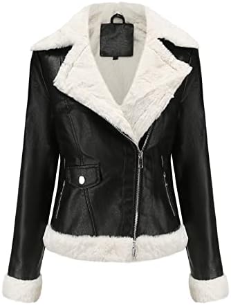 Trendy Faux Leather Jacket - Motor Coats for Women