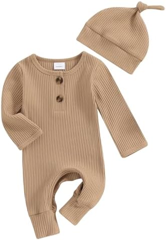 MABABY Infant Romper Set with Hat and Mittens