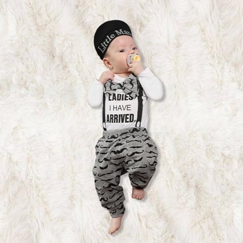KuKitty Long Sleeve Romper Pants Hat 3PCS Outfits Set