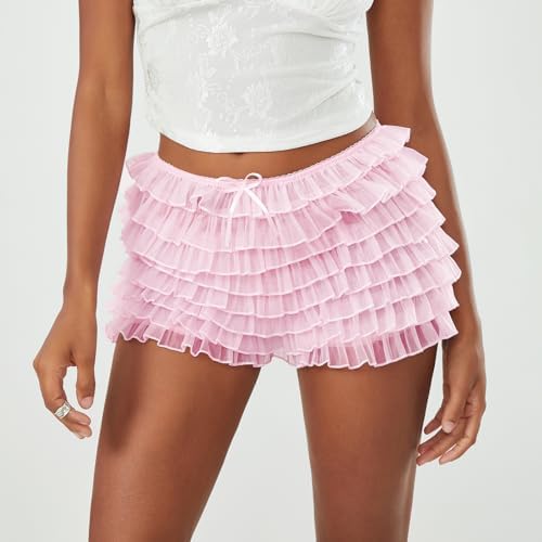 Luckinbaby Womens Lace Trim Ruffle Hundreds Layered Bloomers for Summer
