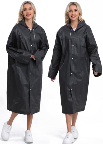 HOOMBOOM 2-Pack Reusable Rain Ponchos for Adults - Emergency