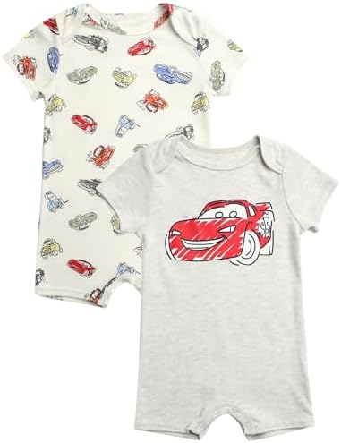 Disney Baby Boys Romper 2 Pack - Cozy Fleece with Snap Closure