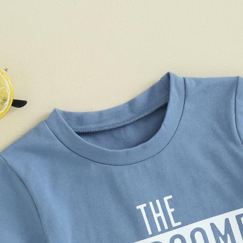 Cute toddler boys summer outfit set with short sleeves and casual pants