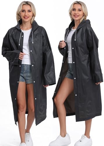 HOOMBOOM 2-Pack Reusable Rain Ponchos for Adults - Emergency