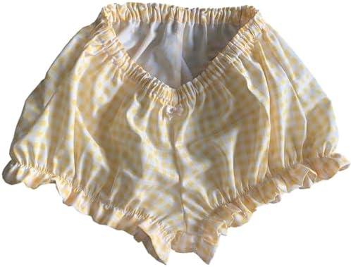NUFIWI Womens Cute Frill Ruffle Gingham Boy Shorts Y2k Smocked Bloomers