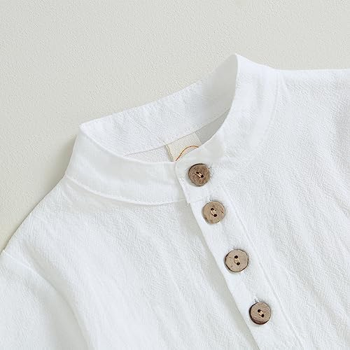 Littlegentleman toddler boys cotton linen henley shirt and pants set