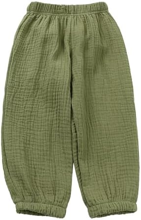 3-Piece Kids Cotton Linen Elastic Unisex Trousers