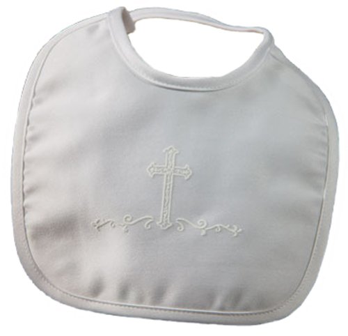 Matte Satin Bib with Screened Cross One SizeWhite