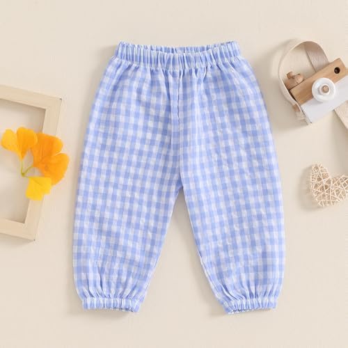 Goocher Elastic waist Plaid print Cotton pants for Toddlers boys and girls