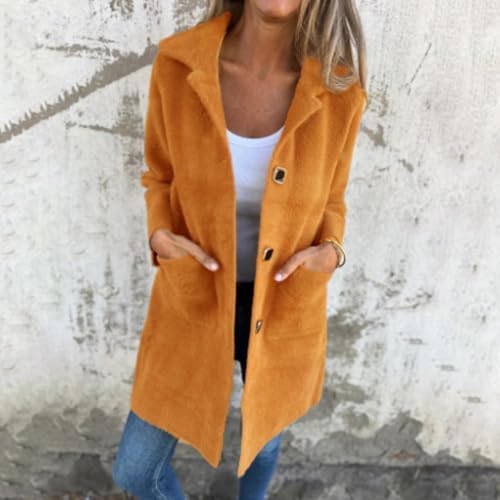 Versatile Womens Long Blazer Pocket HDC - 2024 Fall Outerwear with Lapel and Pockets