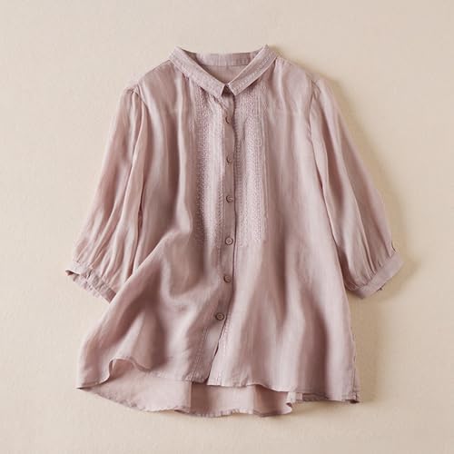Retro Summer Top for Women Casual Trendy Linen Blur