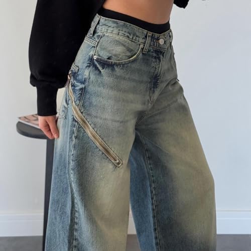 FZVYD Stylish High-Rise Wide-Legwide-Wide-Wide Jean for Women