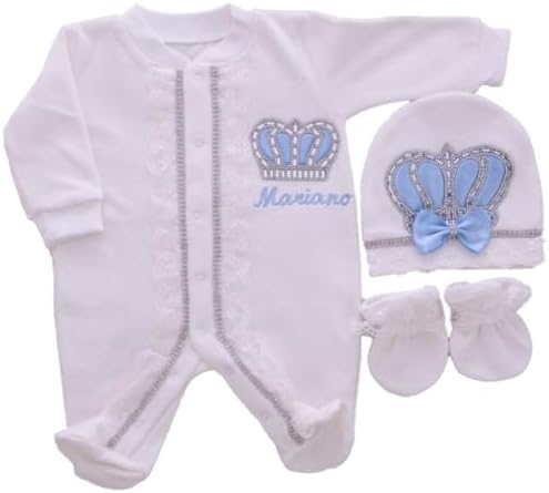 Personalized Baby Boy 3-Piece Set Long-Sleeve Romper More