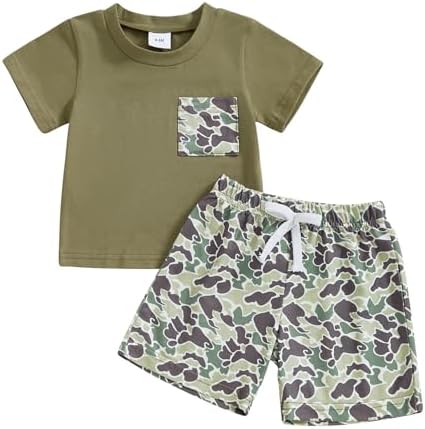 Kid-Friendly Summer Outfit Retro Duck Hunting Shirts Shorts Set
