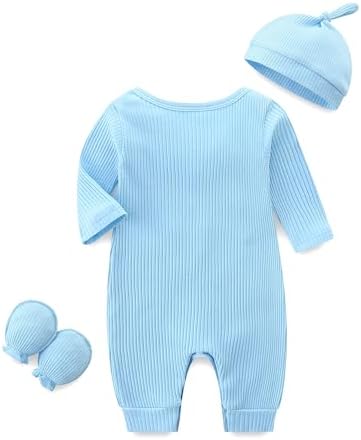 Cute Baby Romper with Mittens Hat for Newborns