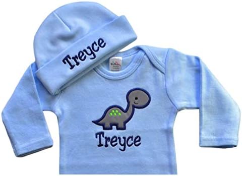 Personalized Embroidered Baby Boy Dinosaur Newborn Gown - Your Custom Name