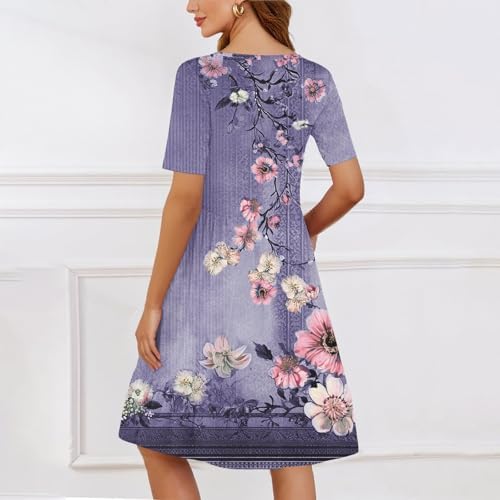Floral Printed Short Sleeve Casual Dress