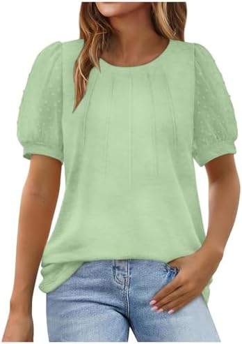 Sfascumop Womens Puff Sleeve T-shirt for a Casual Look