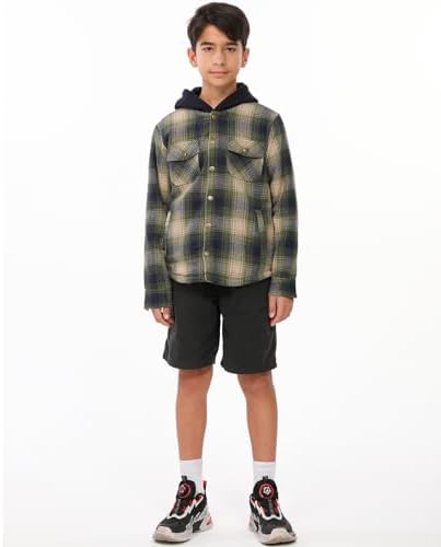 ZENTHACE Kids Sherpa-lined Flannel Shacket Jacket Cozy Warm