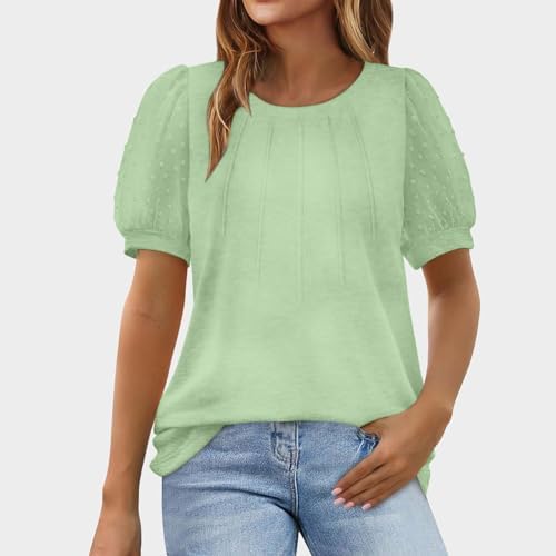 Sfascumop Womens Puff Sleeve T-shirt for a Casual Look