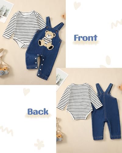 NZRVAWS Newborn Boy Stripe Animal Romper Overalls 0-18
