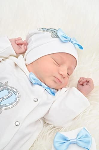 Lilax Baby Boy Jewel Crown Layette Set 4 Piece 0-3 Months